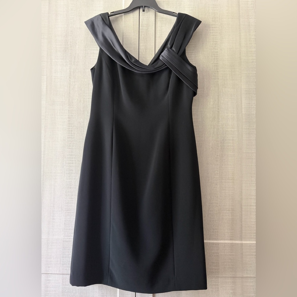 Talbots Black Draped Silk Neckline Cocktail Dress